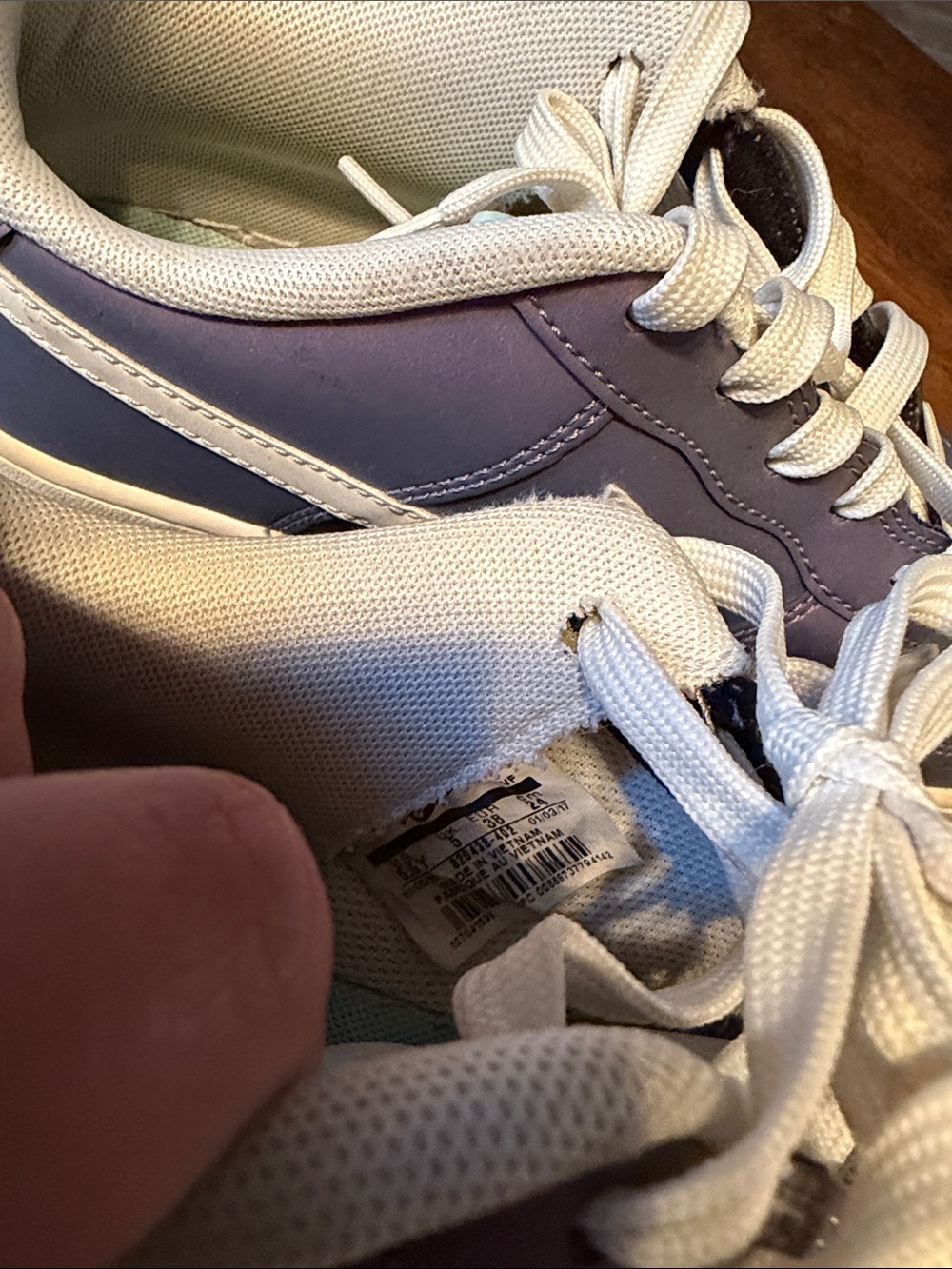 Nike Low Top Sneakers in Iridescent Purple and Pink with White Swoosh - Picture 5 of 5